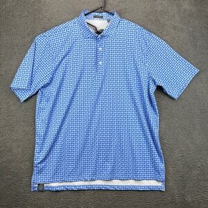 Turtle Bay Mens Short Sleeve Polo Shirt Golf Blue All Over Print 2XL